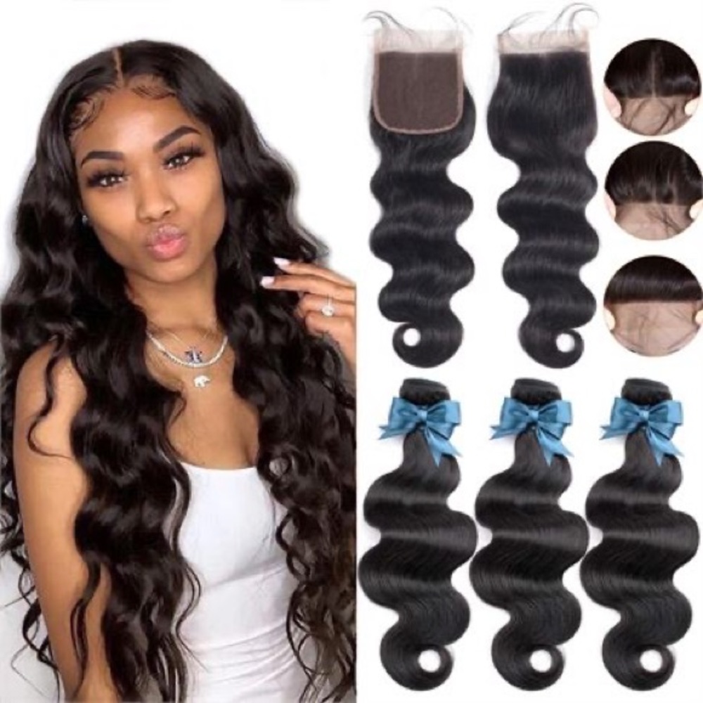 100% Human Hair bundle with closure